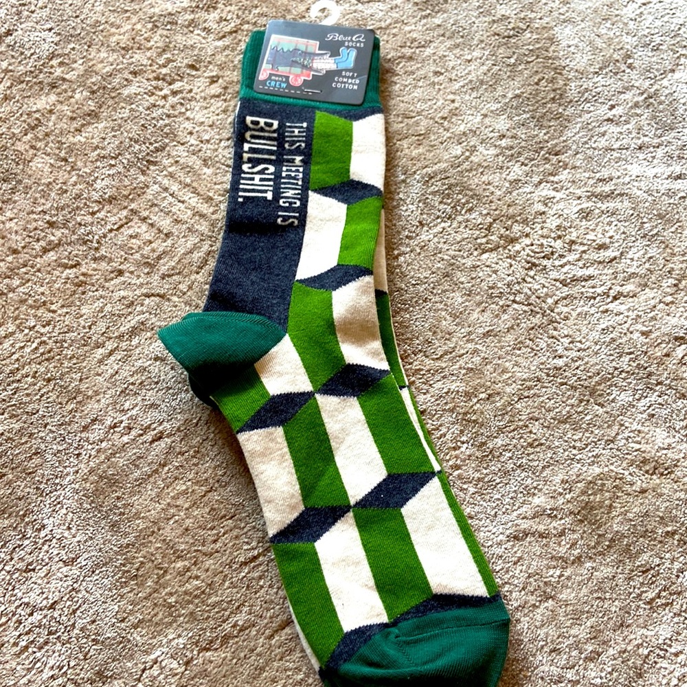 Blue Q socks, NEW! this meeting is bullshit